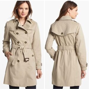 London Fog Quilted Flap Double Breasted Trench Coat